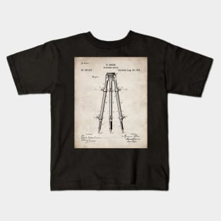 Surveyor Tripod Patent - Land Surveying Geology Geography Art - Antique Kids T-Shirt